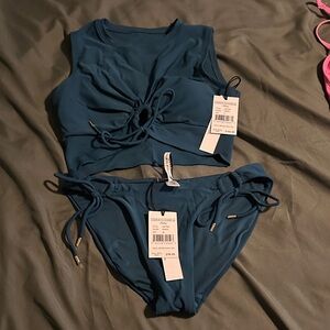 Teal Bikini Set with Twist Front
